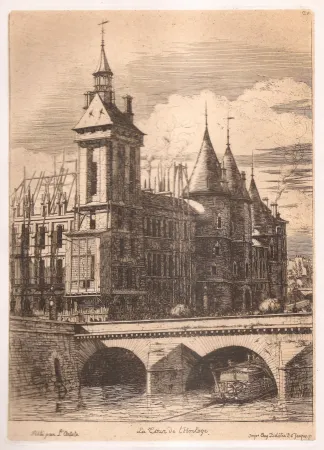 Гравюра Meryon - La tour de l'horloge / The Clock Tower