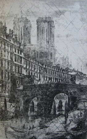 Гравюра Meryon - Le Petit Pont, Paris