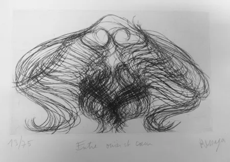 Гравюра Messagier - Entre ouïes et coeur