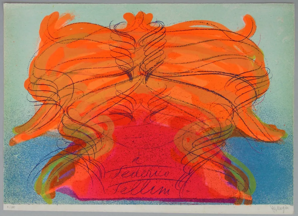 Литография Messagier - Hommage a Fellini