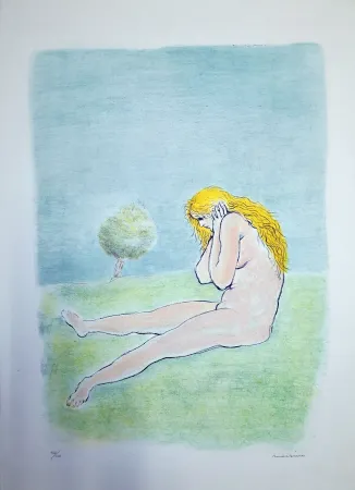 Литография Messina - Donna seduta