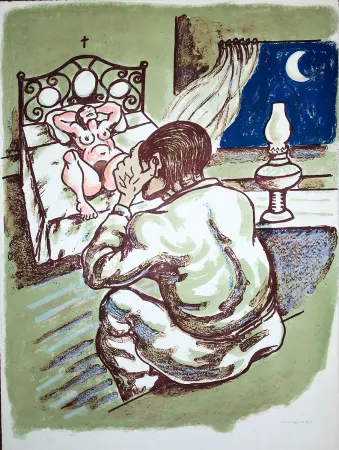 Литография Migneco - La notte