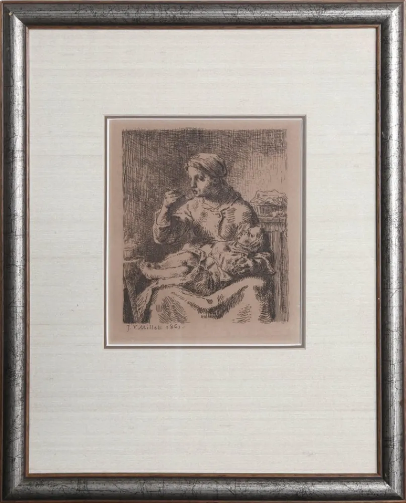 Гравюра Millet - La Boullie (The Porridge)