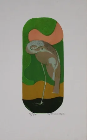 Литография Minaux - L'échassier / Wading Bird