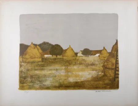Литография Minaux - Les meules, c. 1955 - Hand-signed!