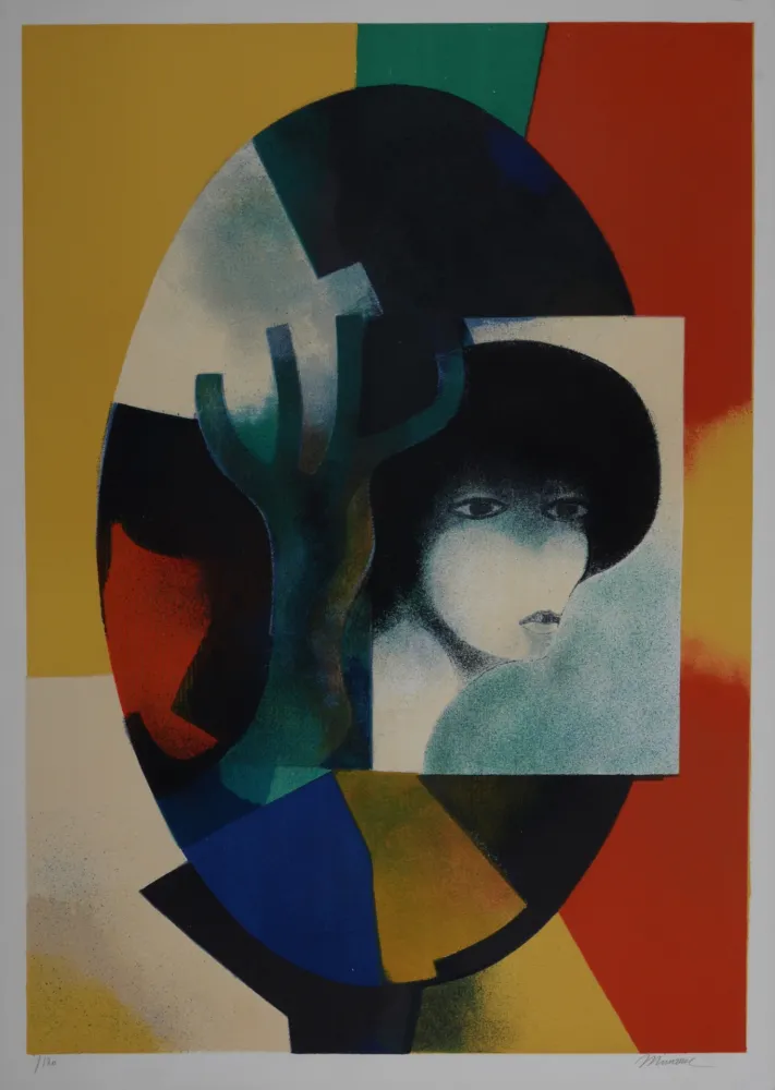 Литография Minaux - Portrait de femme, circa 1970 - Hand-signed