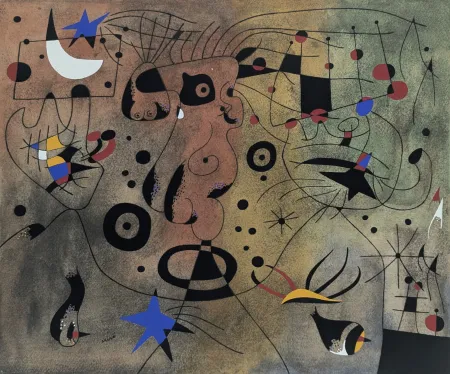 Трафарет Miró (After) - Femme à la blonde aisselle coiffant sa chevelure à la lueur des étoiles (Constellations) 