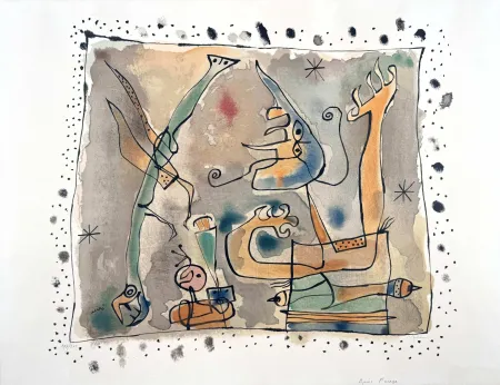 Литография Miró - Après l'orage 