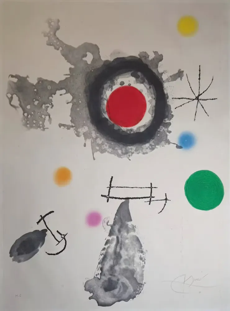 Офорт И Аквитанта Miró - Astre et Fumée (Star and Smoke)