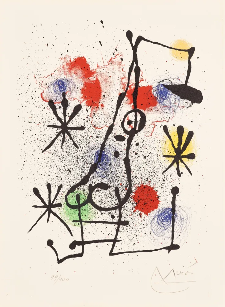 Литография Miró - Au portail couvert de neige (At the Snow-Covered Gate)