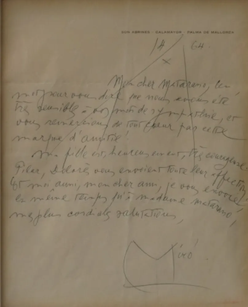 Нет Никаких Технических Miró - Autographed letter