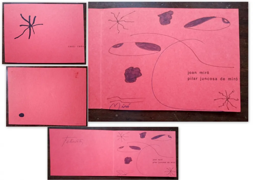 Нет Никаких Технических Miró - Christmas greetings with drawing and signature of Joan Miró