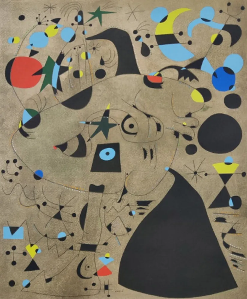 Литография Miró - Femme dans la nuit, Plate IX
