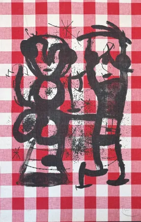 Литография Miró - Joan Miró (1893-1983) - Les campagnards - Colour lithograph on canvas on paper - 1969