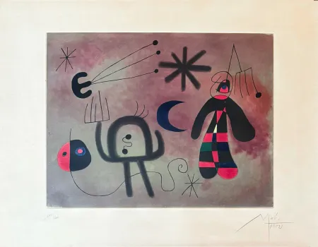 Гравюра Miró - Joan Miró (1893–1983) - L'Oiseau Fusée - Coloured etching - 1952