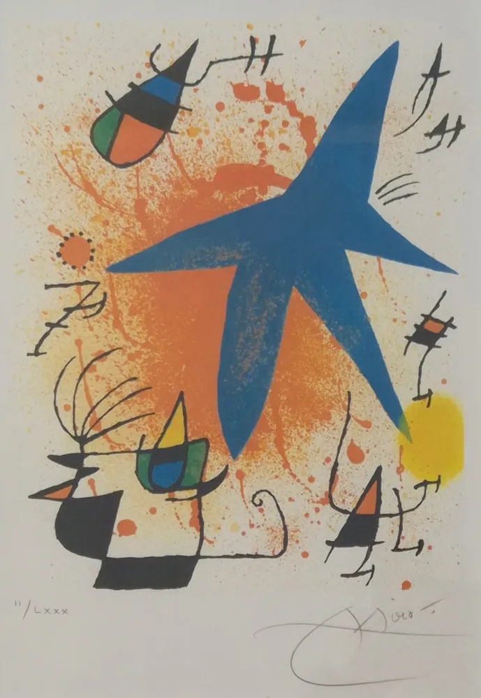 Литография Miró - L'Astre Bleu