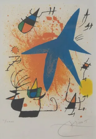 Литография Miró - L'Astre Bleu