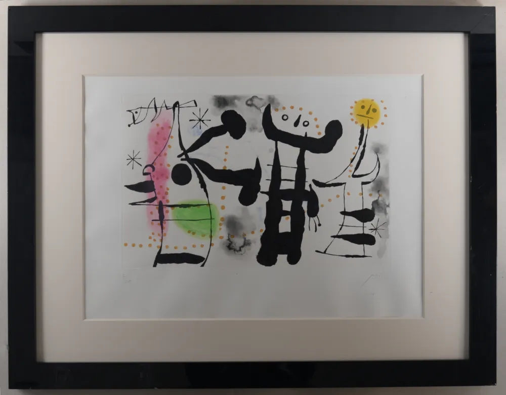 Гравюра Miró - Les Philosophes II, 1958 - Hand-signed (Framed)