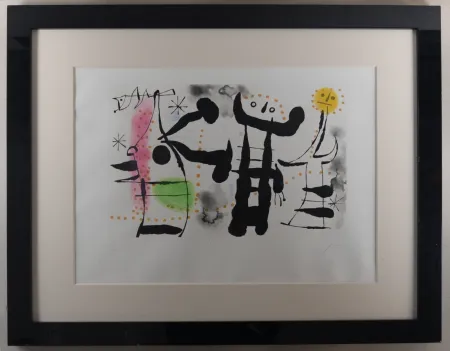 Гравюра Miró - Les Philosophes II, 1958 - Hand-signed (Framed)