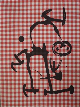Литография Miró - L'Illettré aux Carreaux Rouges