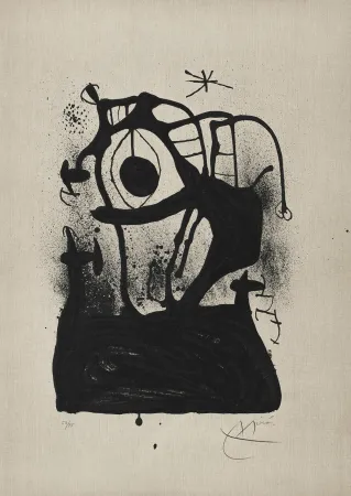 Литография Miró - Magnétiseur sur toile (Le) 