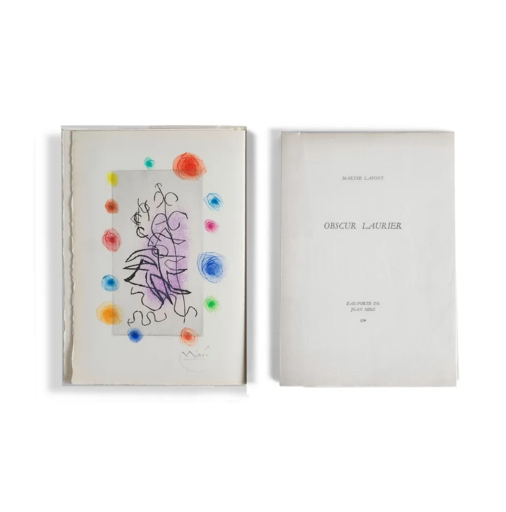 Иллюстрированная Книга Miró - Maryse Lafont. OBSCUR LAURIER. 1 eau-forte signée de Joan Miró (GLM 1962)