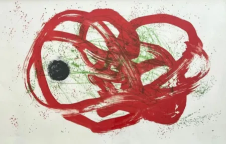 Литография Miró - Series I, vert sur rouge
