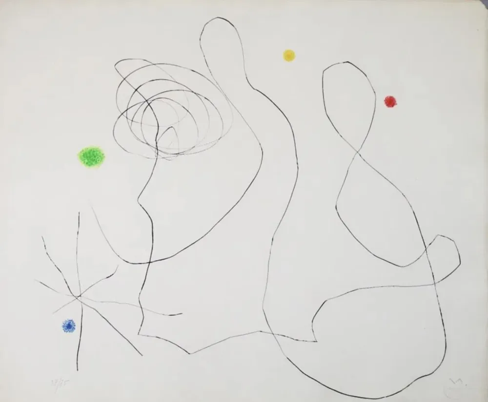 Офорт И Аквитанта Miró - Untitled X (from Flux de l'Aimant)