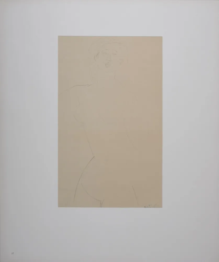 Литография Modigliani - Femme nue aux cheveux bouclés