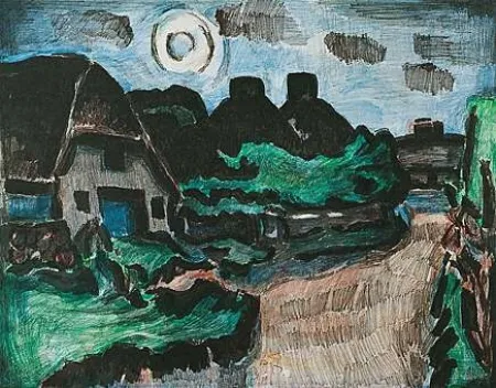 Литография Mollenhauer - Nächtliche Straße in Keitum