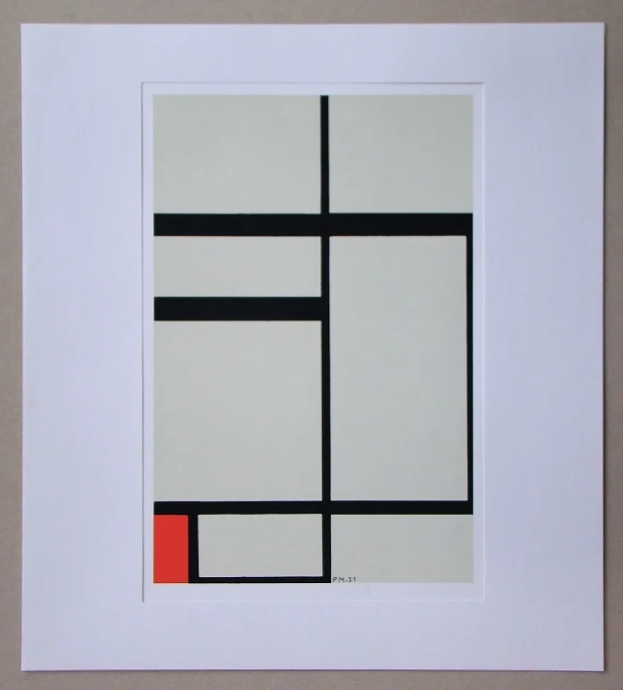 Сериграфия Mondrian - Compositie met rood - 1931