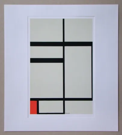 Сериграфия Mondrian - Compositie met rood - 1931