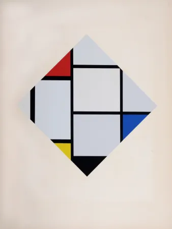 Сериграфия Mondrian - Composition dans le carreau avec Rouge Jaune et Bleu, 1926 (1957)