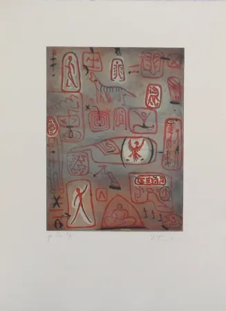 Офорт И Аквитанта Monk - Wandmalerei (Cave Painting)