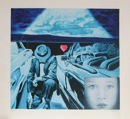 Литография Monory - Lune de papier