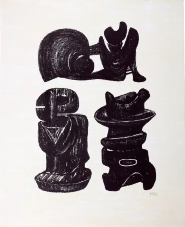Литография Moore - La Poesie: Three Sculptural Forms (C. 320)
