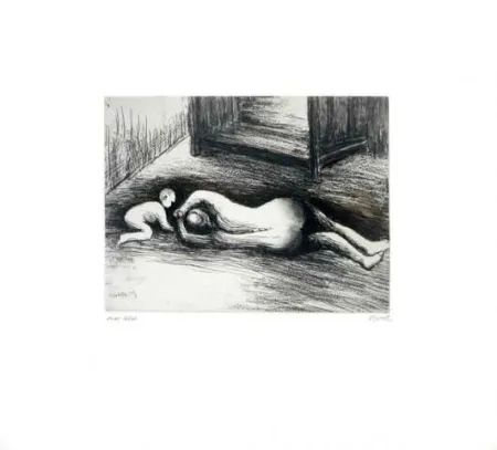 Офорт И Аквитанта Moore - Mother and child XV