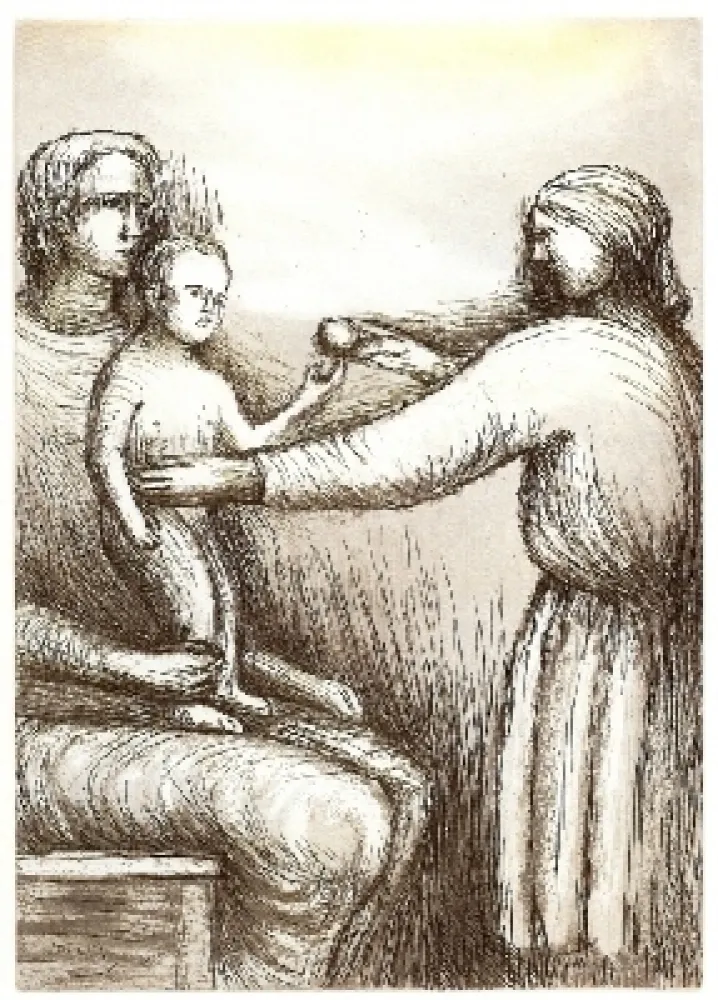 Офорт И Аквитанта Moore - Mother & Child XXI