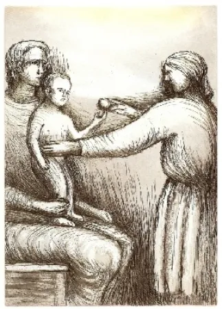 Офорт И Аквитанта Moore - Mother & Child XXI