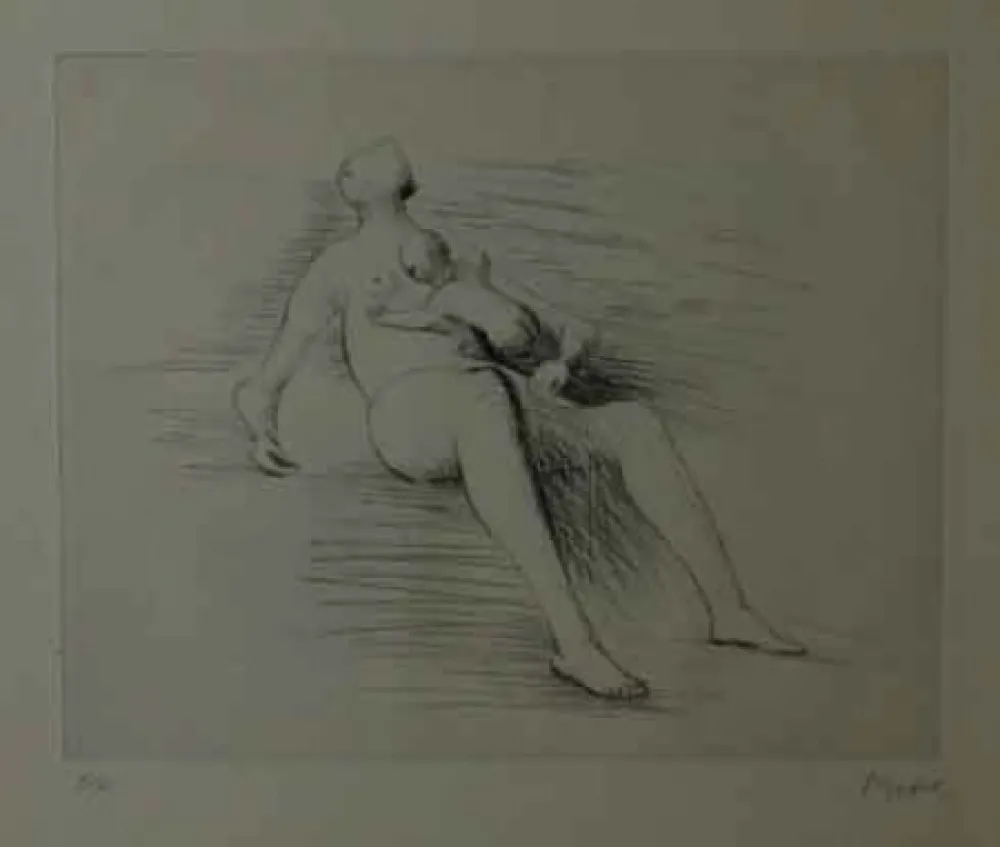 Офорт Moore - RECLING MOTHER AND CHILD II