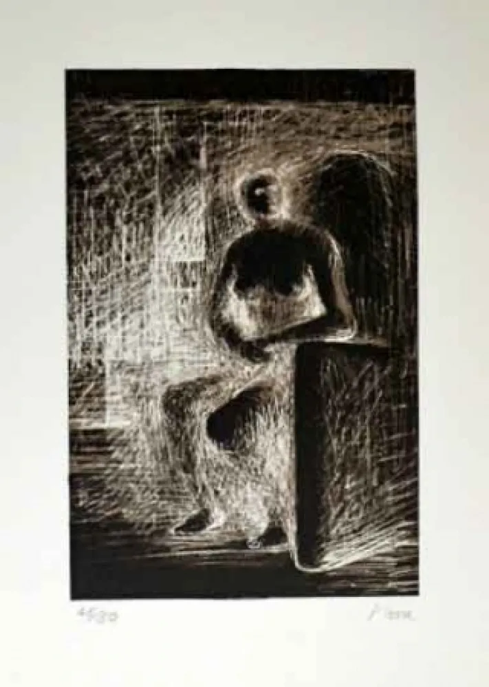 Литография Moore - SEATED FIGURE IV REVERSE LIGHTING