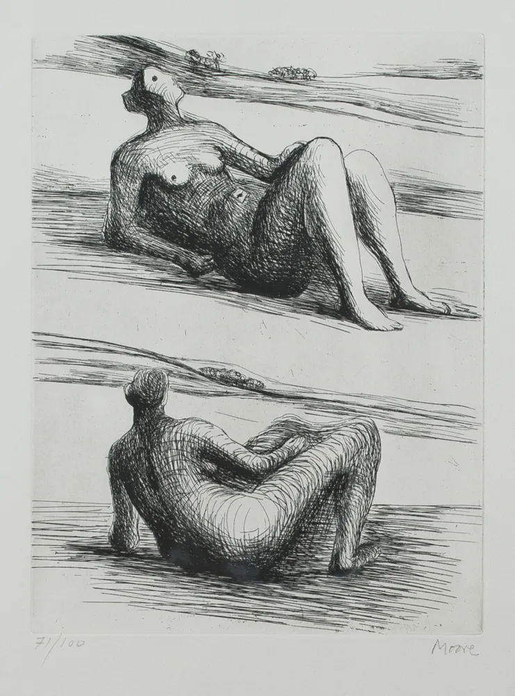 Офорт И Аквитанта Moore - Two reclining figures