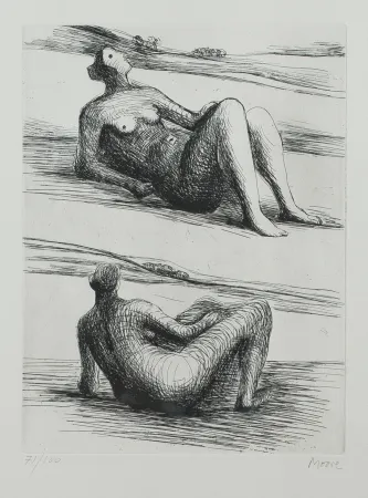 Офорт И Аквитанта Moore - Two reclining figures