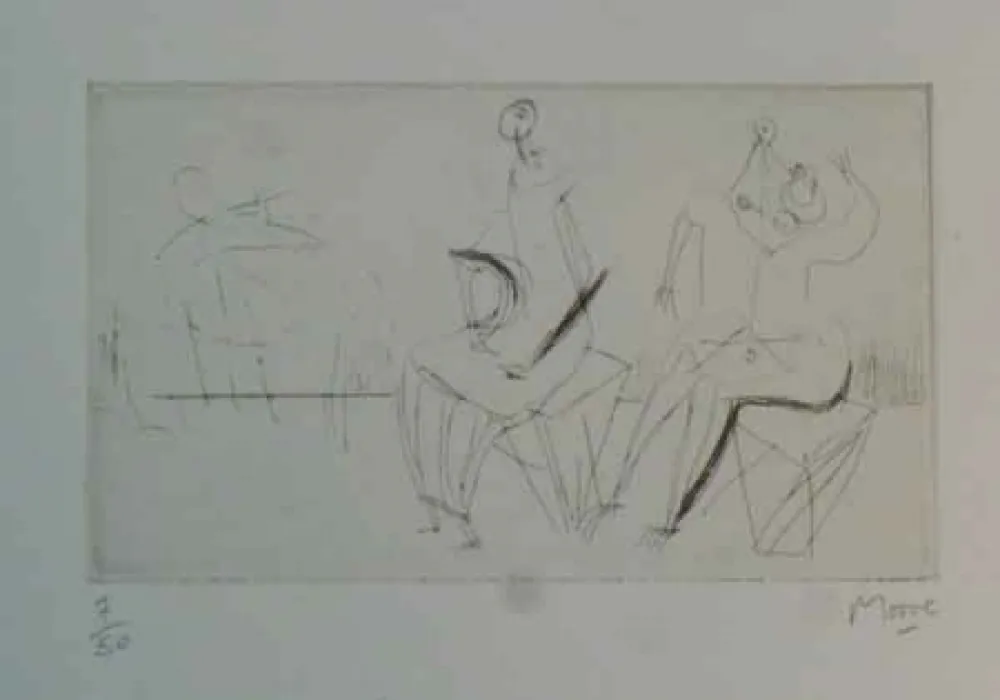 Офорт Moore - TWO SEATED FIGURES I