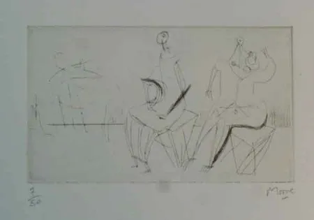 Офорт Moore - TWO SEATED FIGURES I