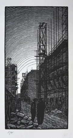 Гравюра На Дереве Moreau - Ateliers de Montreuil - Montreuil City / Plant - France 1912