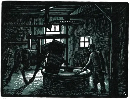 Гравюра На Дереве Moreau - LA MEULE A BLE / CORN MILLSTONE - Bretagne / Brittany - France - 1908