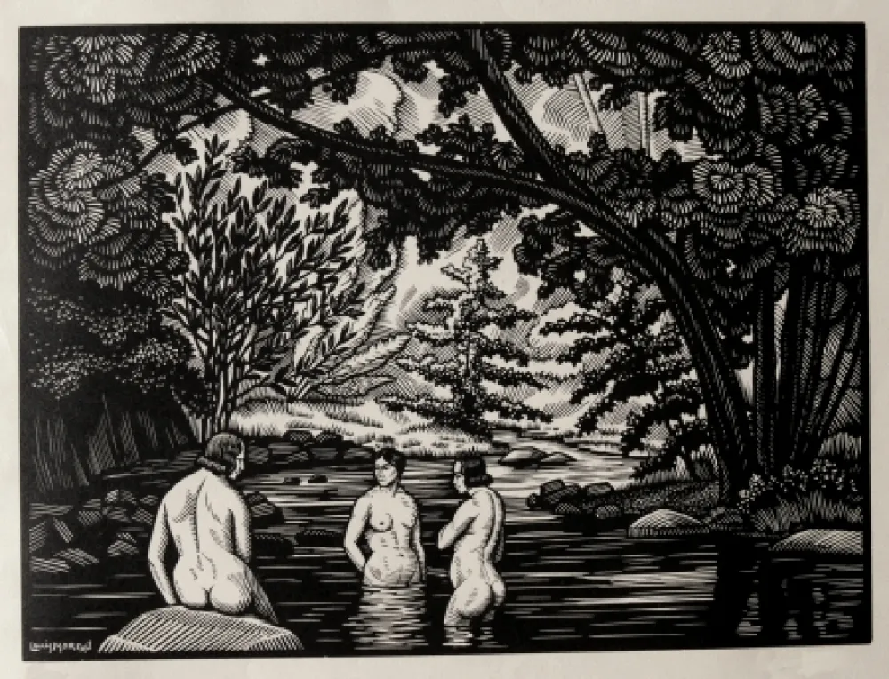 Гравюра На Дереве Moreau - LES BAIGNEUSES / BATHERS - Gravure s/bois / Woodcut - 1912