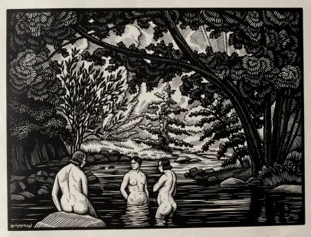 Гравюра На Дереве Moreau - LES BAIGNEUSES / BATHERS - Gravure s/bois / Woodcut - 1912