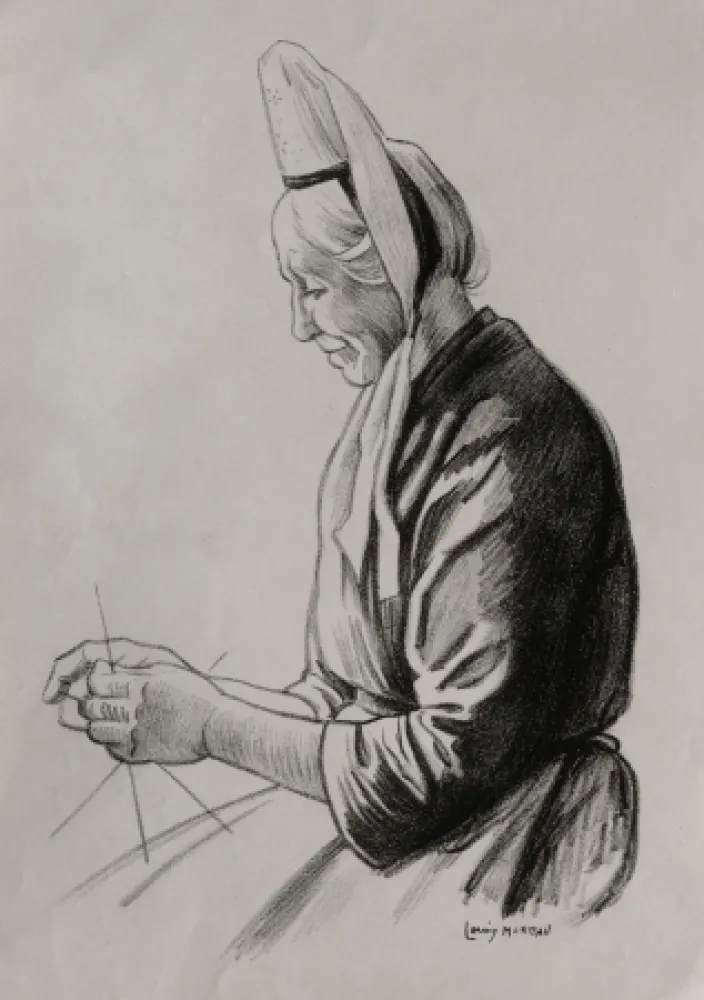 Литография Moreau - PAYSANNE BRETONNE / BRITTANY FARMER - France 1908